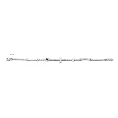 Cavigliera Oro Massiccio 10kt – Croce Con 3 Diamanti, Taglio 9+1, ANK267 - 3